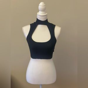 Knit crop top with keyhole